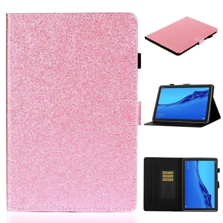 Custodia glitterata con supporto e slot per schede per Huawei MediaPad M5 lite e