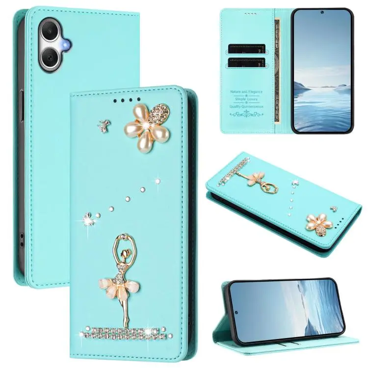 Custodia in ecopelle con protezione RFID e strass per Samsung Galaxy A05 M05 F05