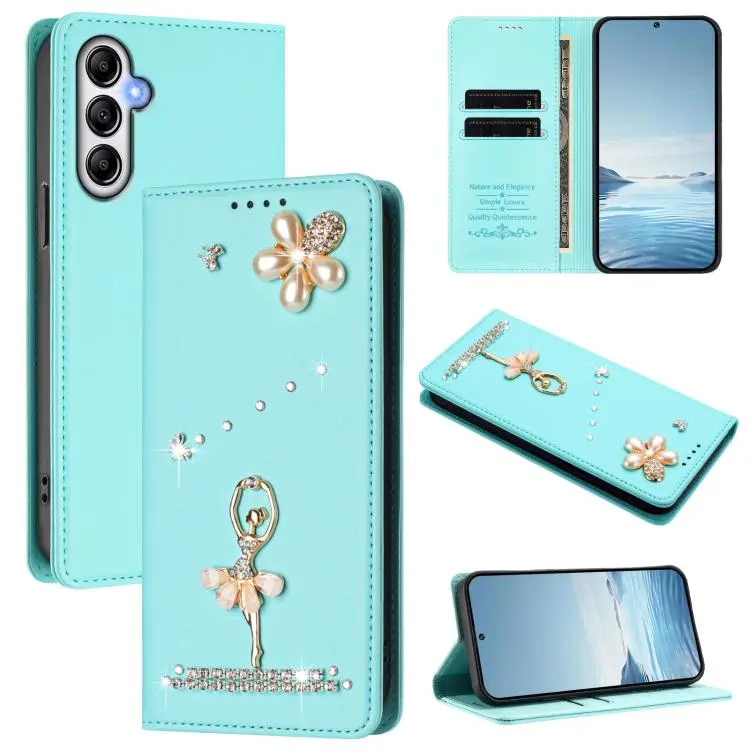 Custodia in ecopelle con protezione RFID e strass per Samsung Galaxy A25, M54 5G