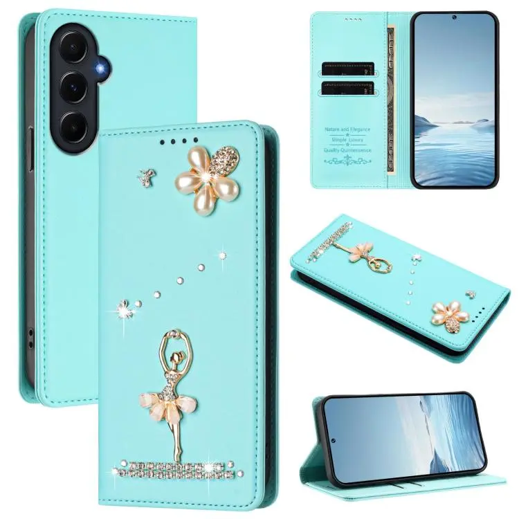 Custodia in ecopelle con protezione RFID e strass per Samsung Galaxy A55, A35 e