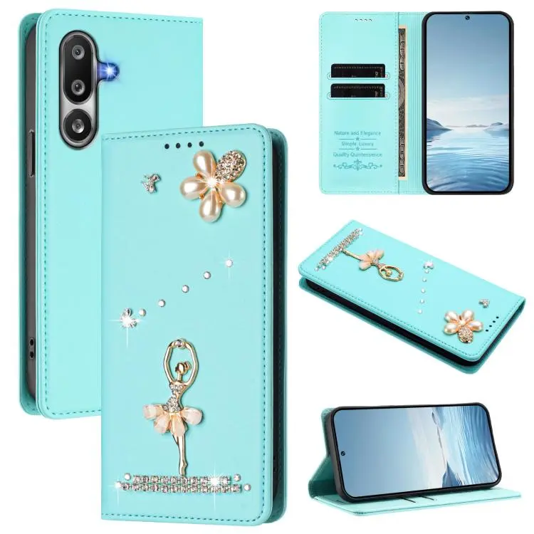 Custodia in ecopelle con protezione RFID e strass per Samsung Galaxy M36, A07
