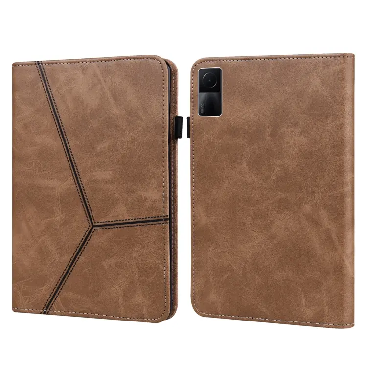 Custodia in pelle a righe goffrata tinta unita per Xiaomi Redmi Pad 10.61 2022
