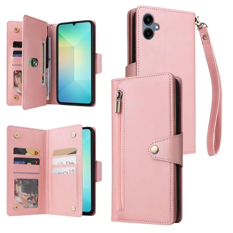 Custodia in pelle a tre pieghe con fibbia a rivetto per Galaxy A08 A07 A18 A17
