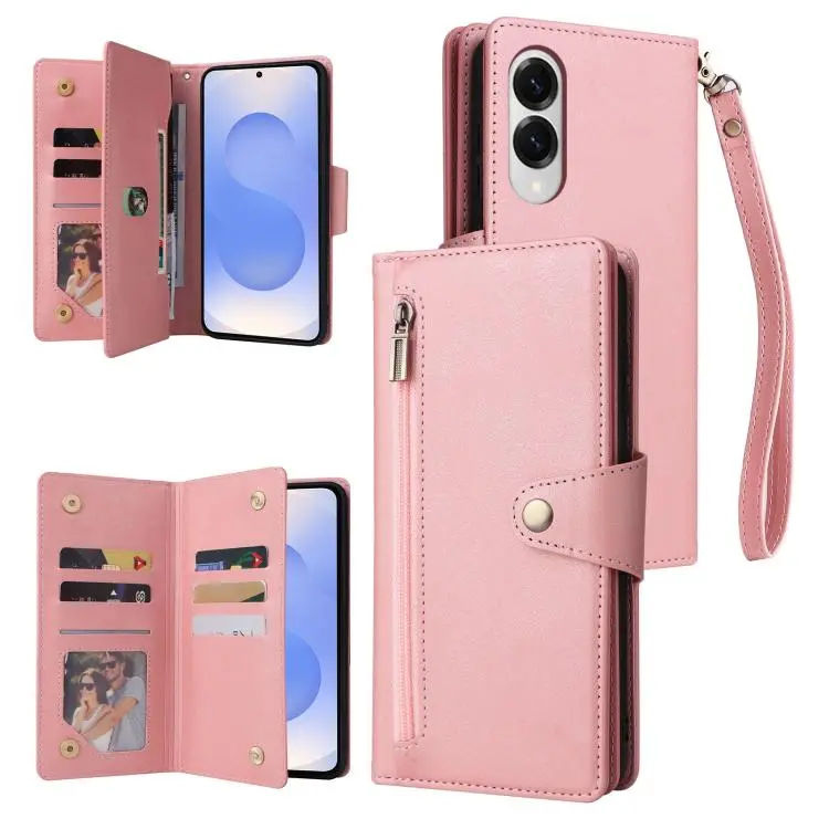 Custodia in pelle a tre pieghe con fibbia per Samsung Galaxy S25 Edge, S25, S25+