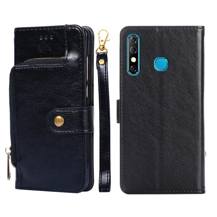 Custodia in pelle con cerniera per Infinix Hot 8/9/10 Lite, Smart 4/HD 2021 e