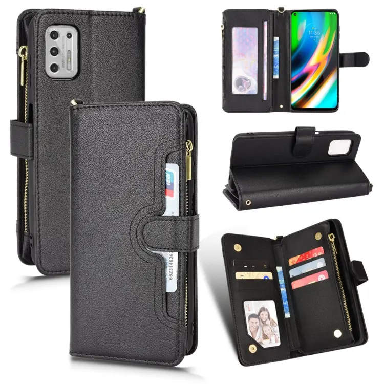 Custodia in pelle con cerniera texture Litchi per Motorola Moto G Stylus 5G
