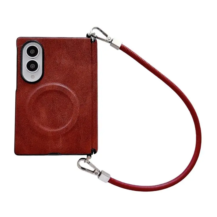 Custodia in pelle con cinturino e chiusura a cerniera per Galaxy Z Fold8 5G