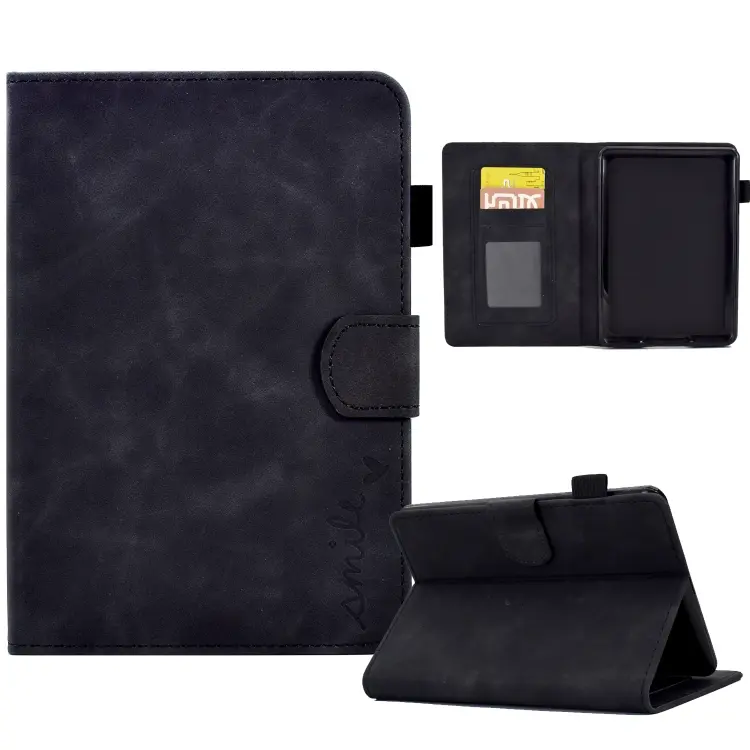Custodia in pelle con flip e sorriso in rilievo per Amazon Kindle Paperwhite