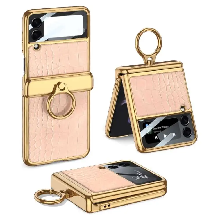 Custodia in pelle con placcatura integrata per Samsung Galaxy Z Flip3 5G