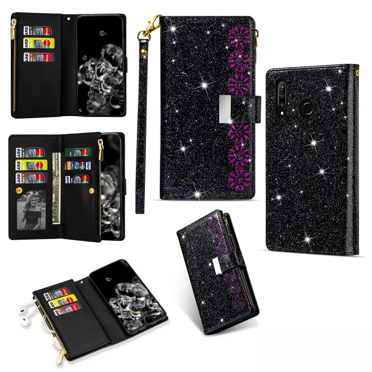 Custodia in pelle con scomparti multi-scheda e supporto per Huawei P30 lite, P30