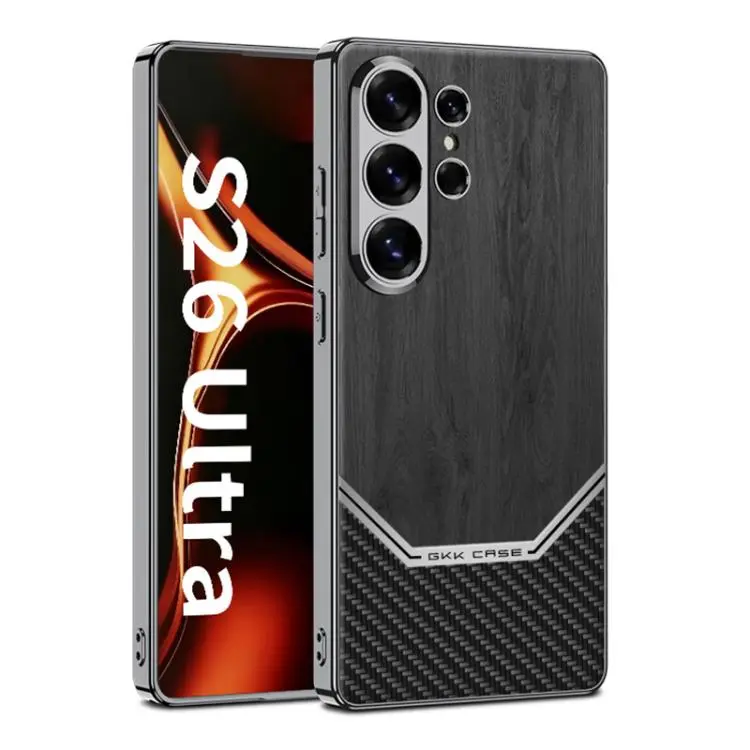 Custodia in pelle e legno con copertura completa per Samsung Galaxy S26 e S25