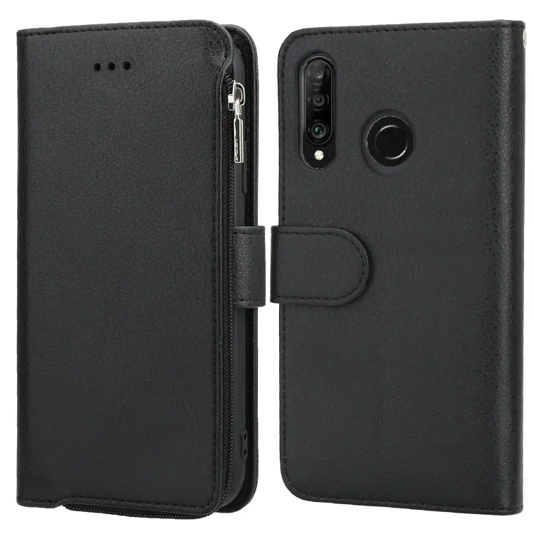 Custodia in pelle flip orizzontale con cerniera per Huawei P30 Lite, P30 Pro