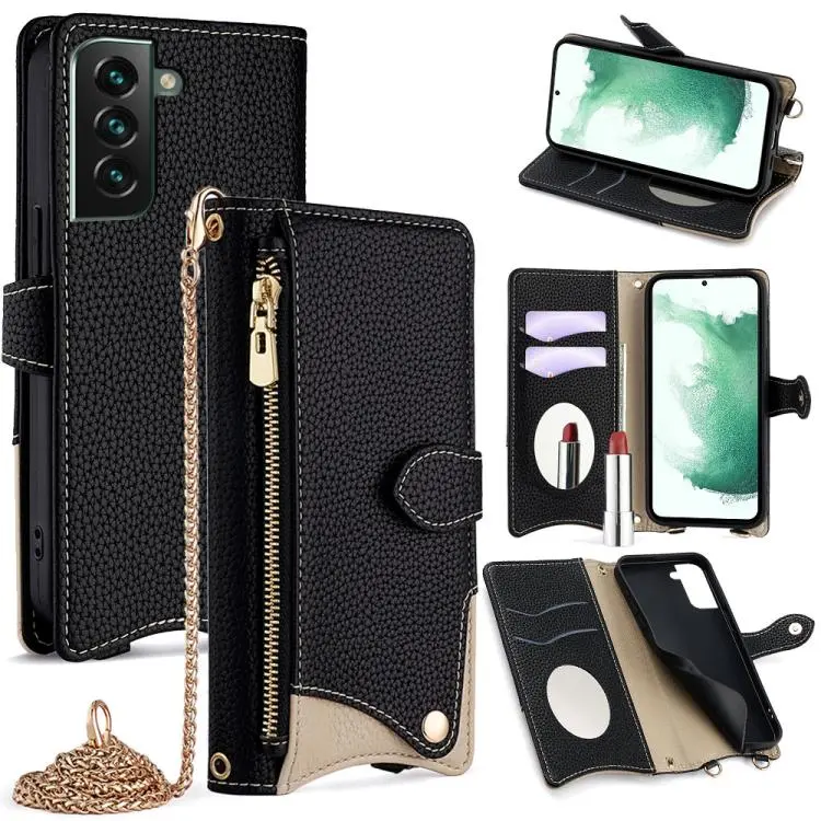 Custodia in pelle Litchi a coda di pesce con catena per Samsung Galaxy S21, S21+