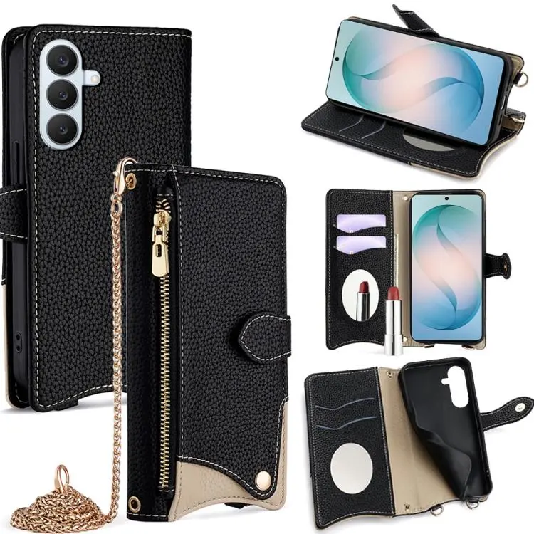 Custodia in pelle Litchi a coda di pesce con catena per Samsung Galaxy S26+, S26