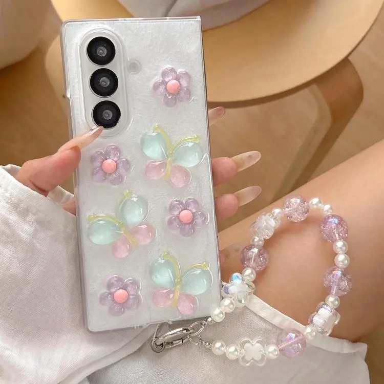 Custodia in resina PC con ciondolo e bracciale per Galaxy Z Fold7, Flip7, Flip6