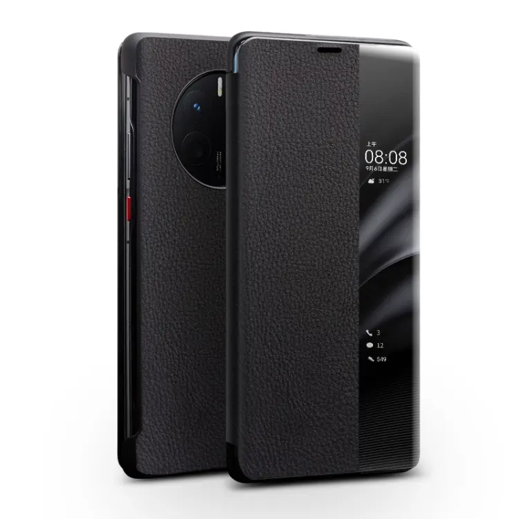Custodia in vera pelle con finestra laterale per Huawei Mate 50 Pro, Mate 50