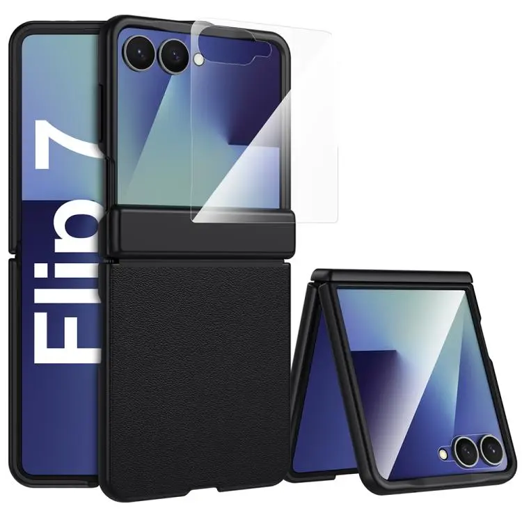 Custodia in vera pelle con pellicola HD per Galaxy Z Flip7 5G