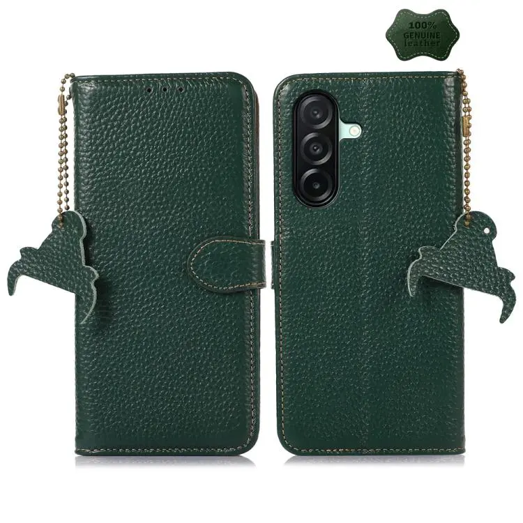 Custodia in vera pelle con texture Litchi e protezione RFID per Samsung Galaxy