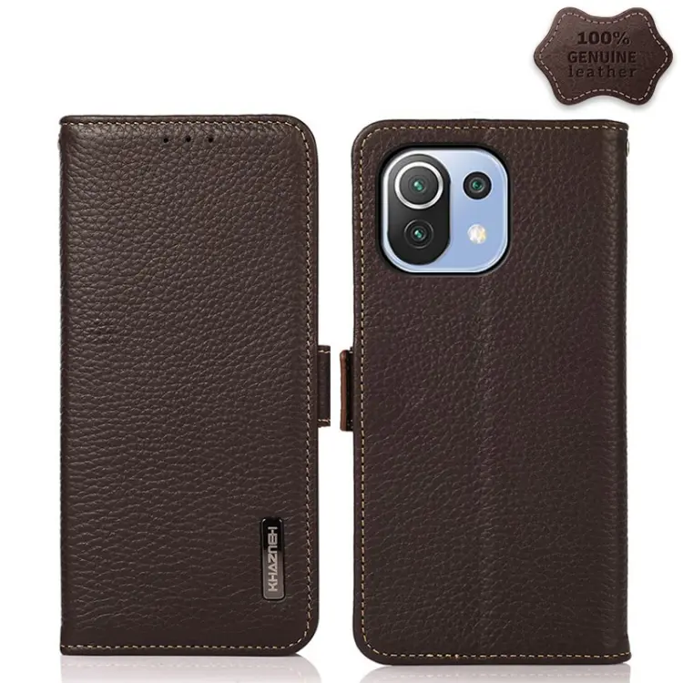 Custodia in vera pelle RFID magnetica per Xiaomi Mi 11 Lite 5G e modelli Xiaomi