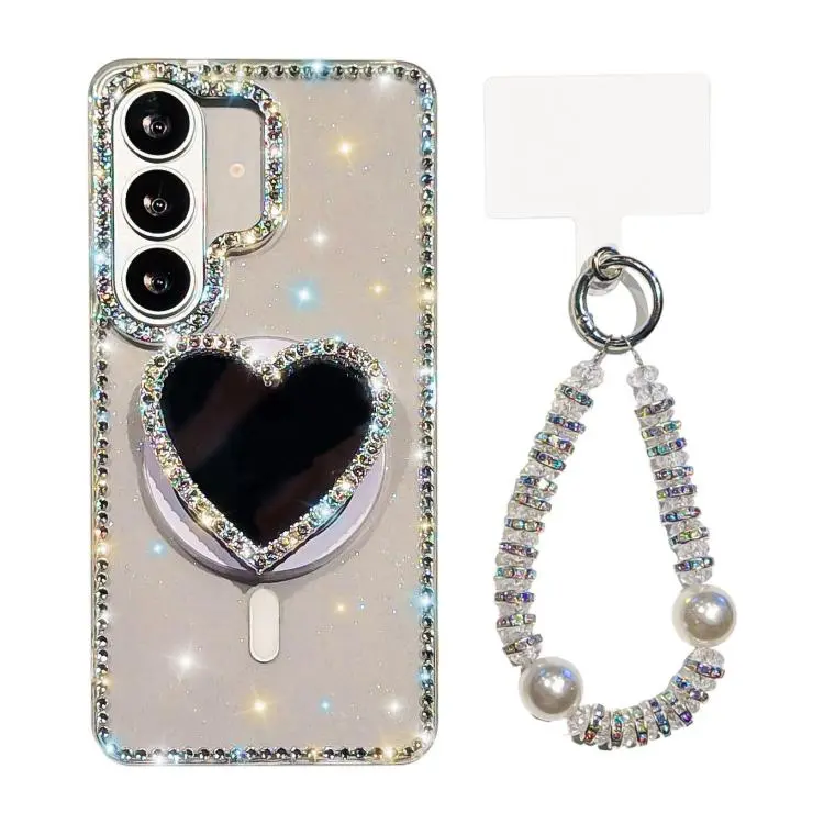 Custodia magnetica con ciondolo a cuore scintillante per Samsung Galaxy S26+