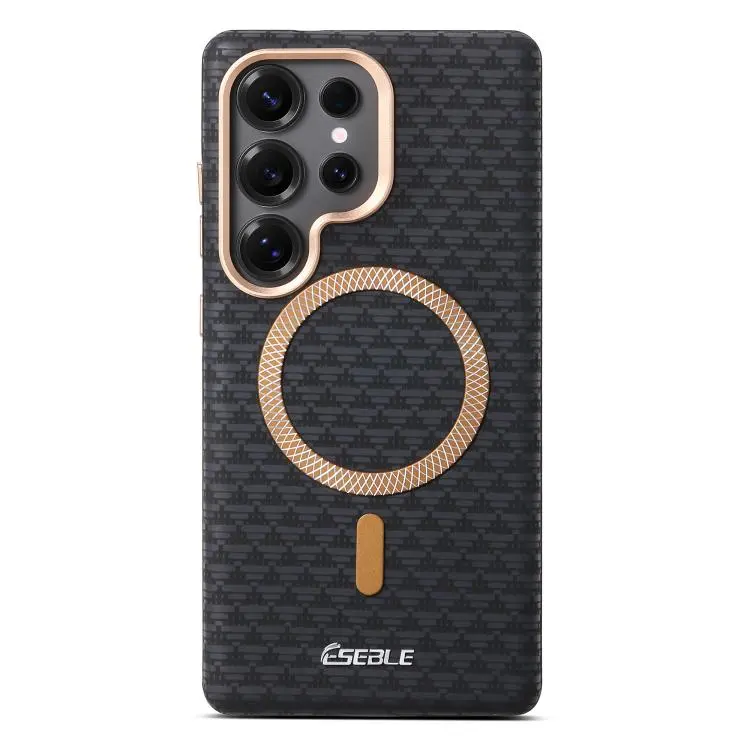 Custodia magnetica con lente in metallo e protezione triangolare per Samsung