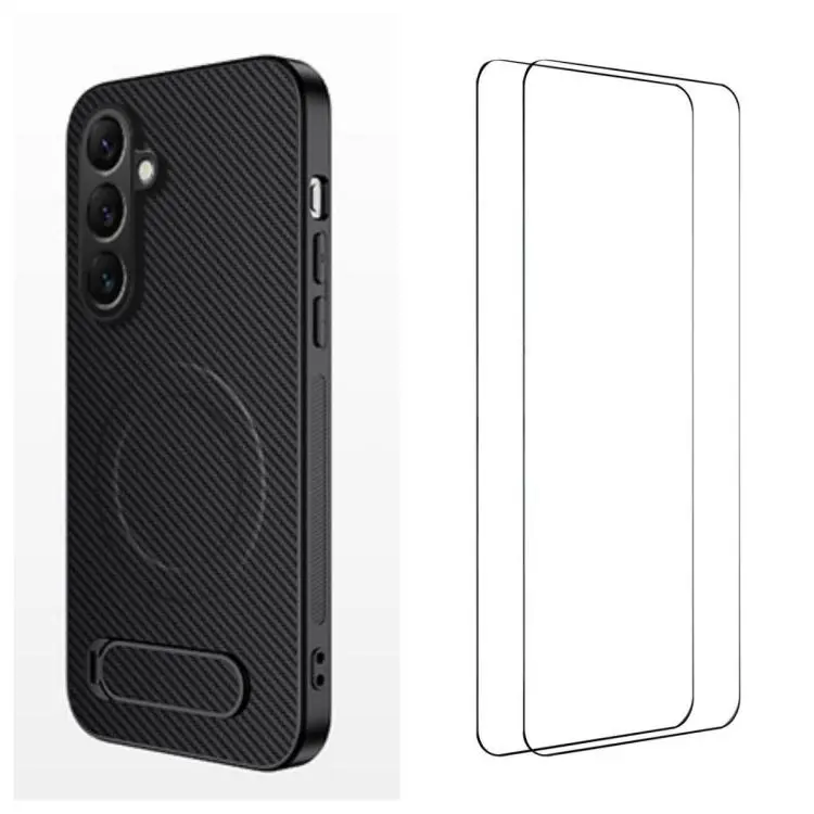 Custodia magnetica con supporto integrato e fibra di carbonio per Samsung Galaxy