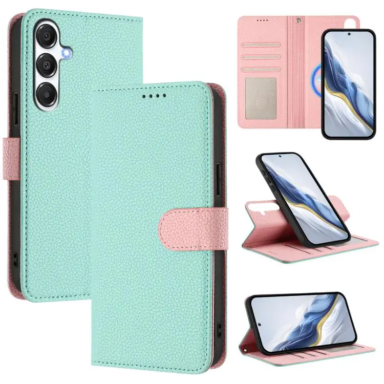 Custodia magnetica in ecopelle con texture litchi per Samsung Galaxy A15 5G, A55