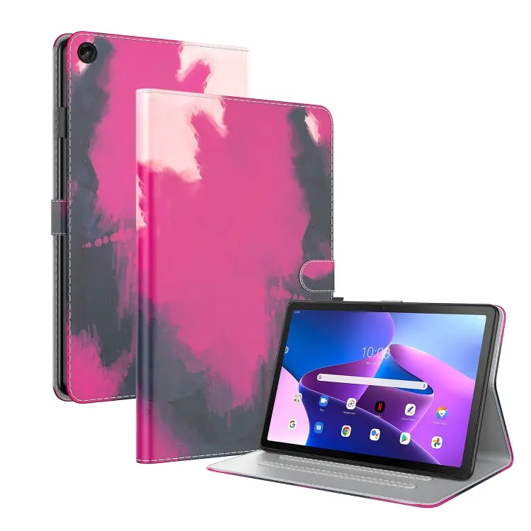 Custodia magnetica in pelle con motivo ad acquerello per Lenovo Tab M10 Plus
