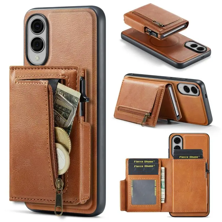 Custodia magnetica portacarte in pelle vegana per Galaxy S25 Edge, S25, S25+ e