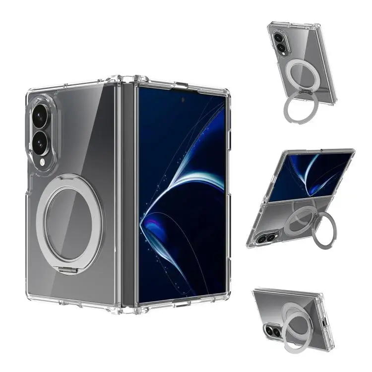 Custodia magnetica trasparente antigraffio con supporto girevole per Galaxy Z