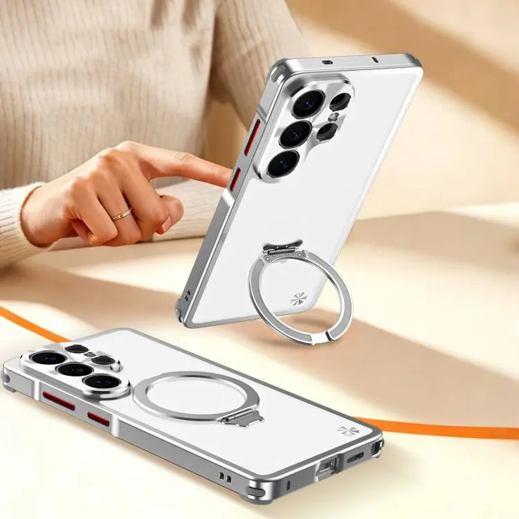 Custodia metallo con pannello opaco e supporto magnetico per Galaxy S26 e S25