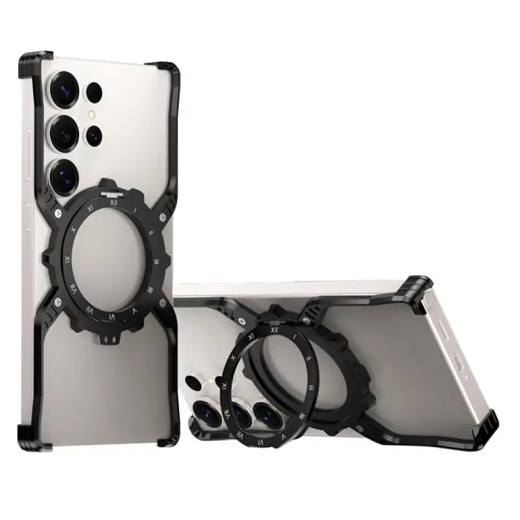 Custodia metallo senza bordi con supporto MagSafe per Samsung Galaxy S26, S25