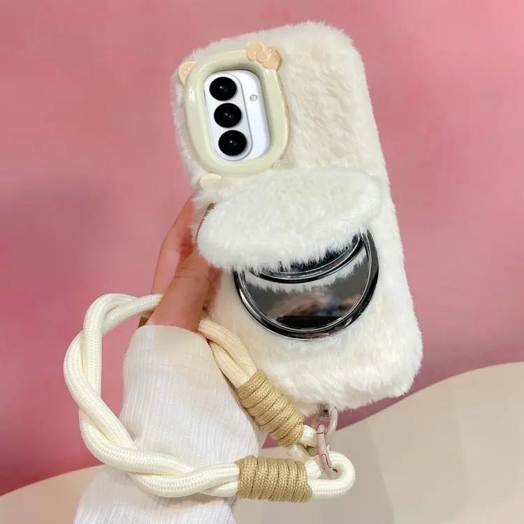 Custodia peluche con ciondolo gatto e papillon 3D per Galaxy S26+ 5G e modelli