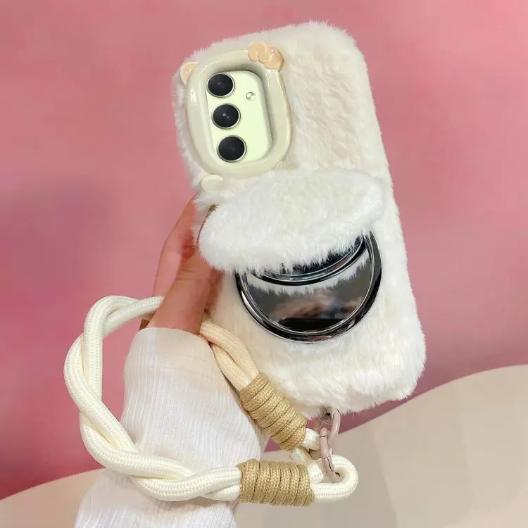 Custodia peluche con ciondolo gatto per Galaxy A54 5G