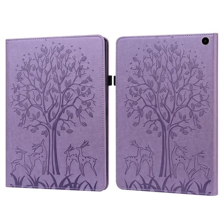 Custodia per tablet in pelle goffrata albero e cervo, For Amazon Fire Max 11