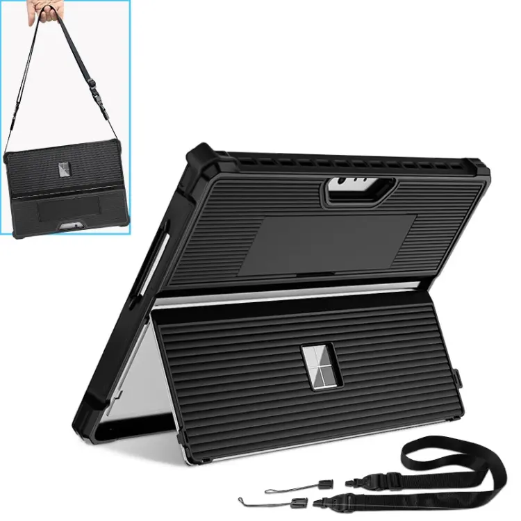 Custodia per tablet vuota a strisce con coperchio del supporto e tracolla, For Microsoft Surface Pro 8, For Microsoft Surface Pro 9
