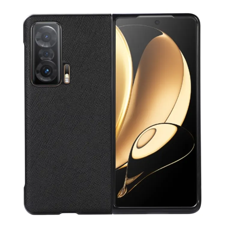 Custodia per telefono antiurto in vera pelle con trama incrociata, For Honor Magic V