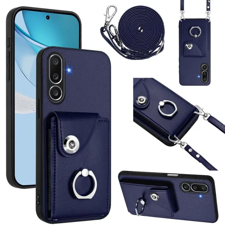 Custodia per telefono con anello porta carte e cordino lungo per Samsung Galaxy