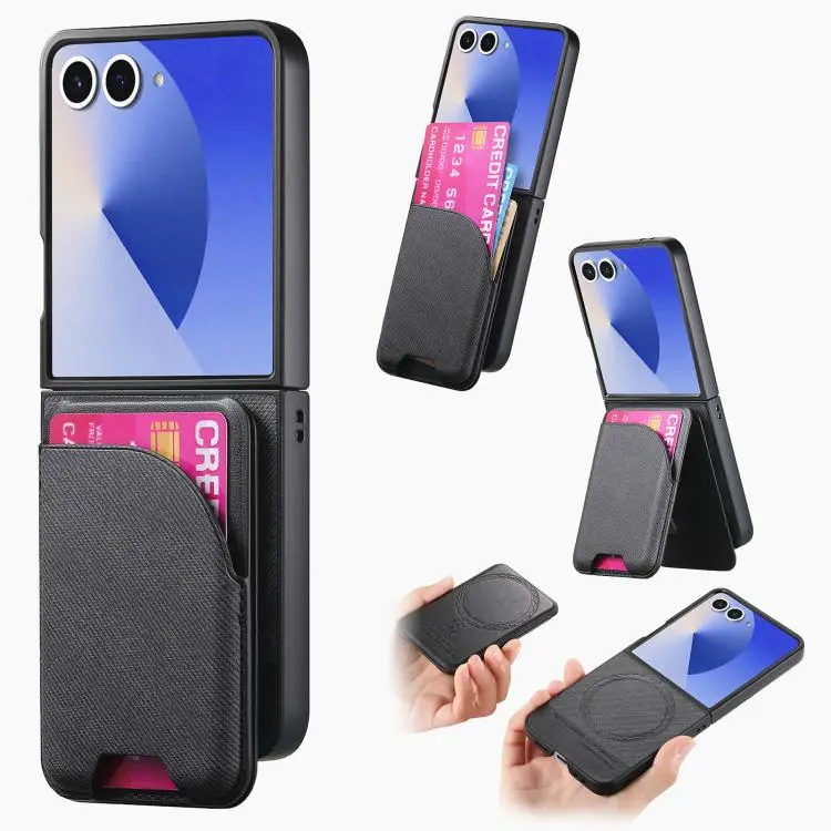 Custodia per telefono con retro magnetico in pelle e tessuto twill per Galaxy Z