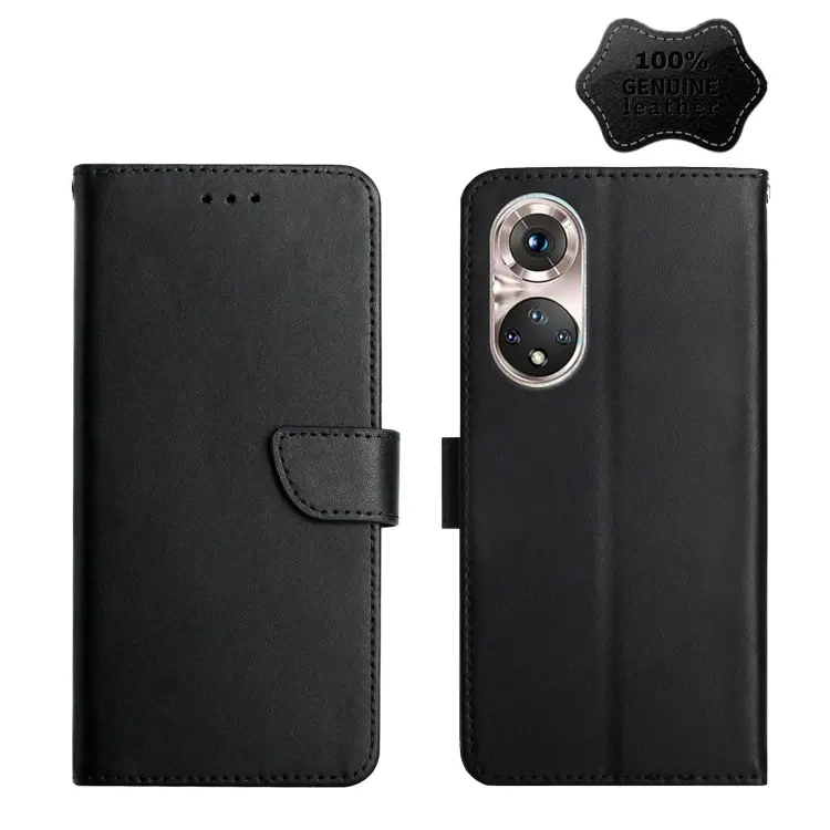 Custodia per telefono flip orizzontale in vera pelle a prova di impronte digitali, For Huawei P50 Pro, For Honor 9X Lite, For Huawei P60 Pro