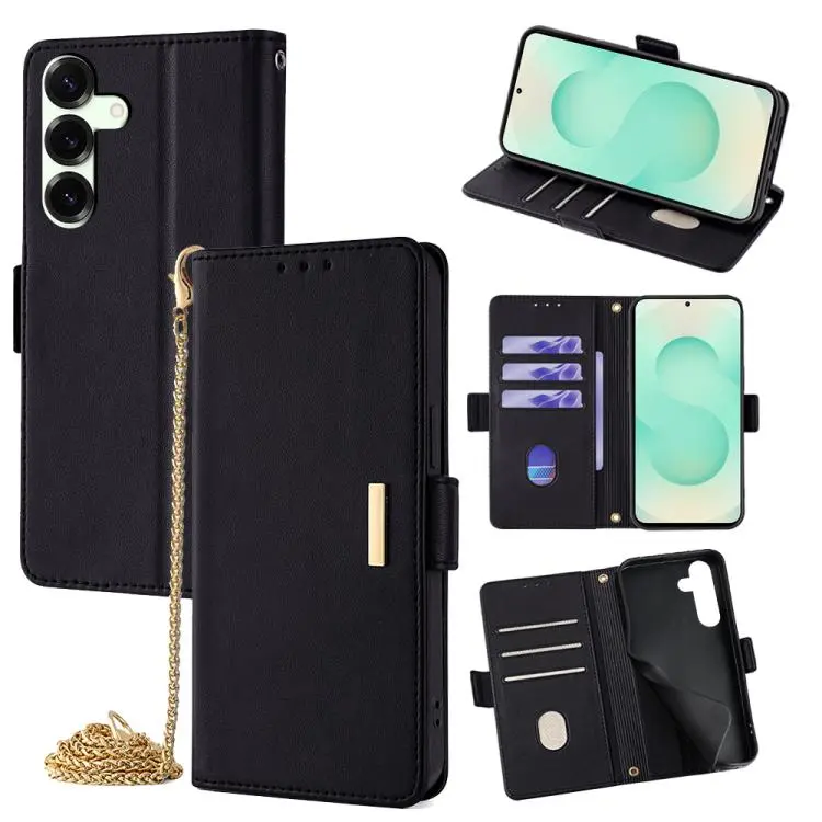Custodia per telefono in pelle con catena a tracolla, For Samsung Galaxy S25+ 5G, For Samsung Galaxy S25 Ultra 5G