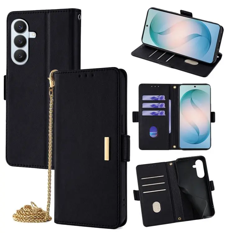 Custodia per telefono in pelle con catena a tracolla, For Samsung Galaxy S26+ 5G, For Samsung Galaxy S26 Ultra 5G, For Samsung Galaxy S26 5G, For Samsung Galaxy S25 5G