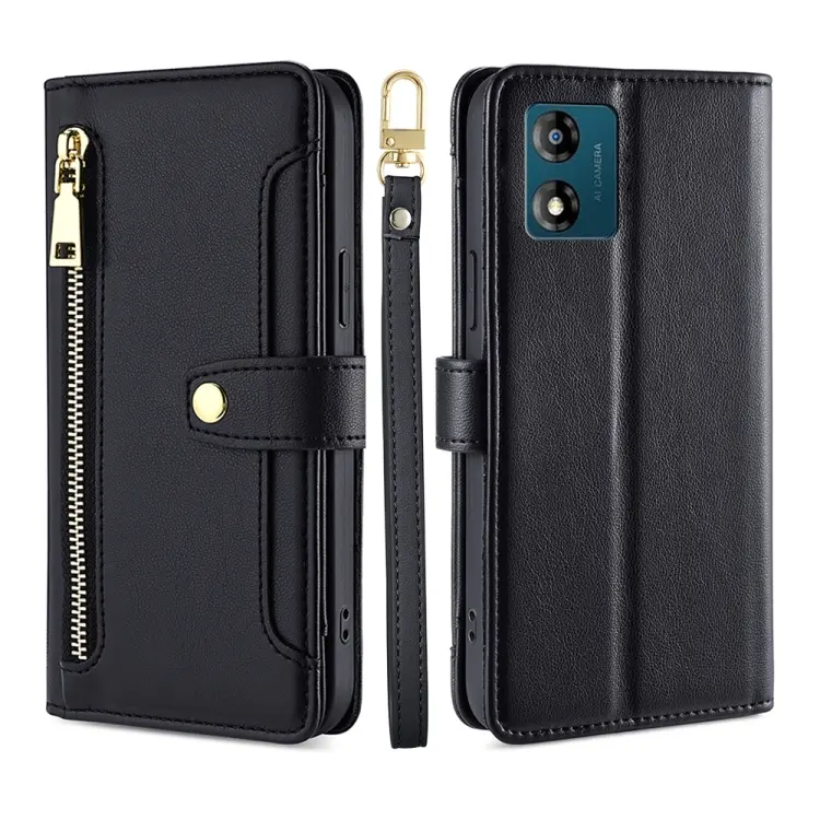 Custodia per telefono in pelle con portafoglio con cerniera a tracolla, For Motorola Moto E13 4G, For OPPO A17k, For OPPO Reno8 T 4G, For Xiaomi Poco X5 Pro / Redmi Note 12 Pro Speed