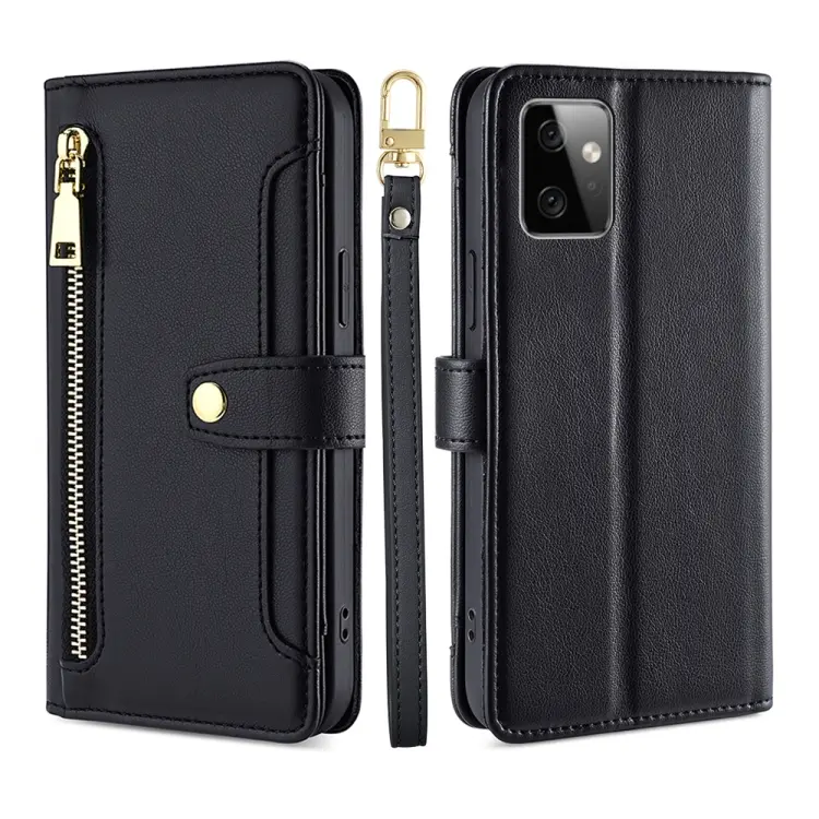 Custodia per telefono in pelle con portafoglio con cerniera a tracolla, For Motorola Moto G Power 2023, For vivo S16e, For vivo Y100 5G, For OPPO Find X6 5G