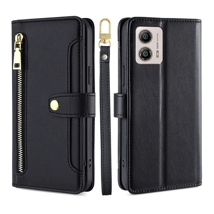 Custodia per telefono in pelle con portafoglio con cerniera a tracolla, For Motorola Moto G53 5G/G13 4G/G23 4G, For Motorola Moto G73 5G, For OPPO Reno8 T 5G/A1 Pro 5G, For Kyocera Android One S10