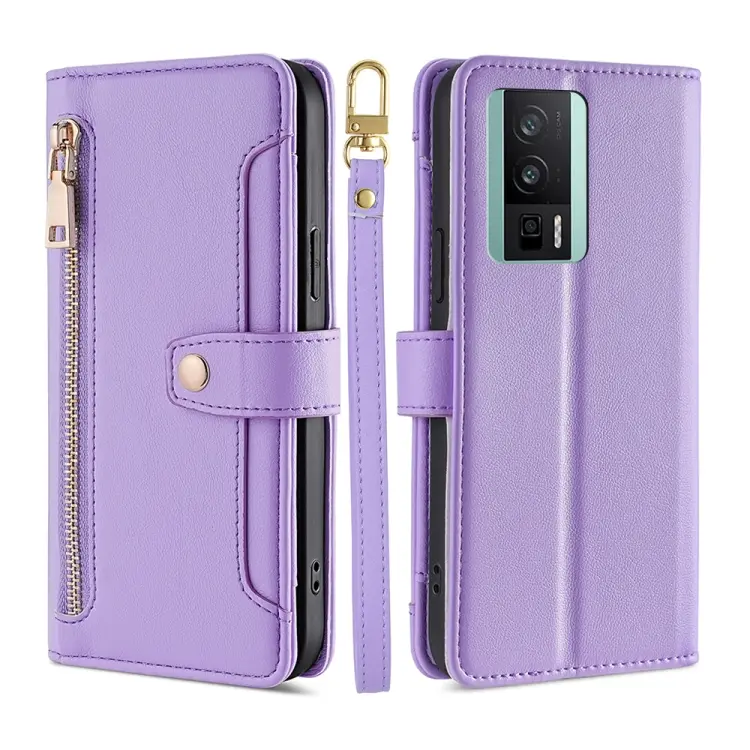 Custodia per telefono in pelle con portafoglio con cerniera a tracolla, For Xiaomi Redmi K60 / K60 Pro, For Honor 80 GT, For OnePlus 11