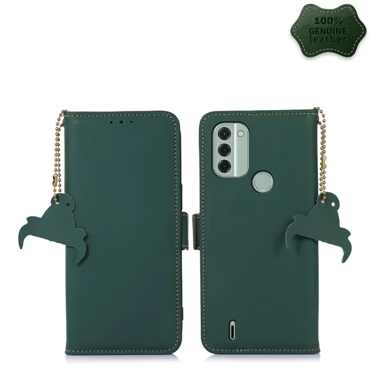 Custodia per telefono in pelle magnetica RFID in vera pelle, For Nokia C31