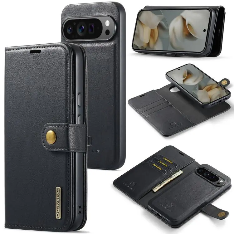 Custodia per telefono in pelle magnetica staccabile con struttura Crazy Horse DG.MING, For Google Pixel 10 Pro XL, For Google Pixel 10 / 10 Pro, For Google Pixel 9a, For Google Pixel 8a