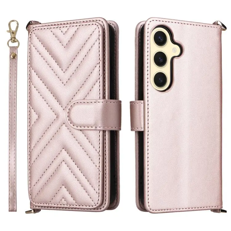 Custodia per telefono in pelle multifunzionale con 6 scomparti per carte e cinturino da polso., For Samsung Galaxy S25+ 5G, For Samsung Galaxy S25 Ultra 5G