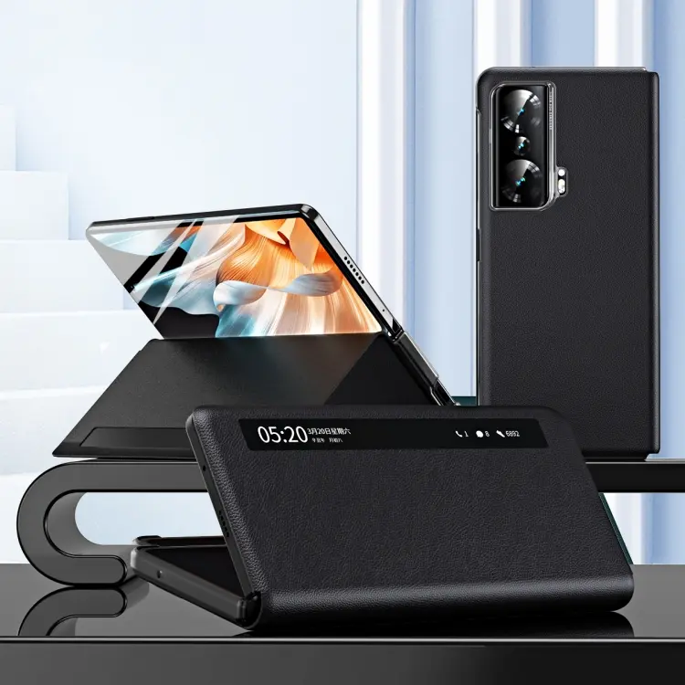 Custodia per telefono in pelle Smart Lychee Texture vista finestra laterale, For Honor Magic Vs